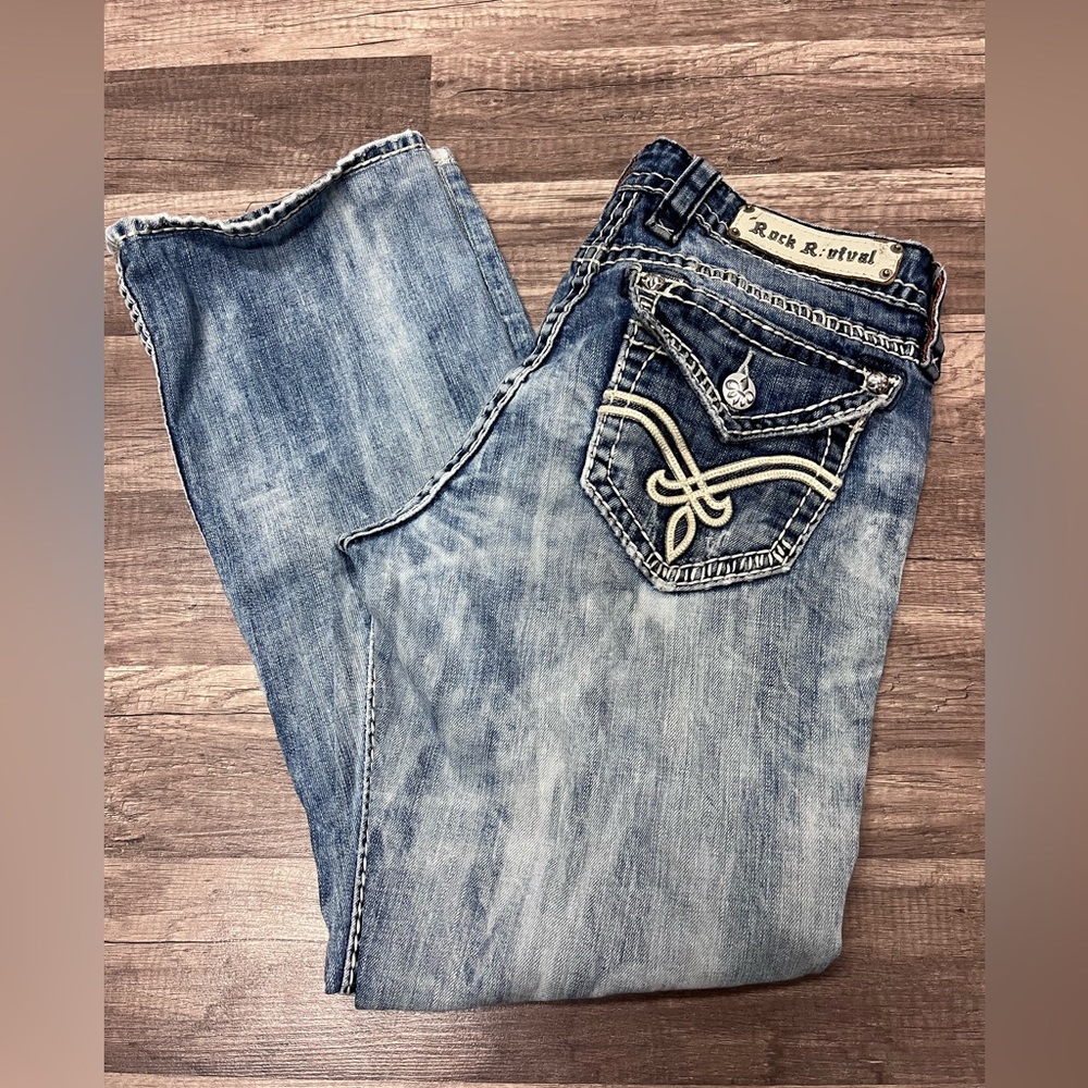 ROCK REVIVAL Women’s Elaina Easy Boot Denim Jeans Size 28X26.5